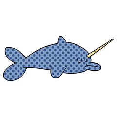 cartoon narwhal © lineartestpilot