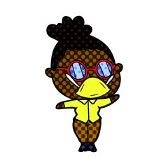 cartoon woman wearing spectacles