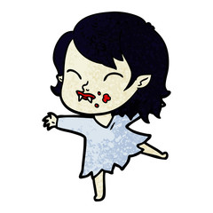 cartoon vampire girl with blood on cheek