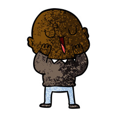 happy cartoon bald man
