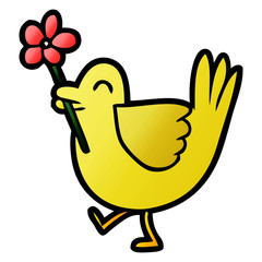 cartoon bird with flower