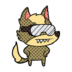 wolf wearing goggles cartoon