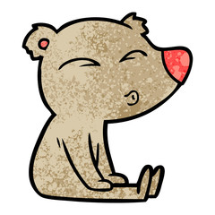 cartoon whistling bear sitting