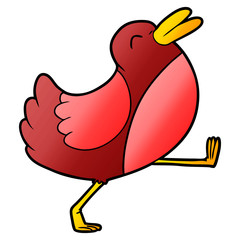 funny cartoon bird walking