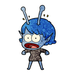 cartoon shocked alien girl