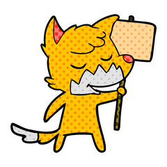 fox cartoon character with protest sign