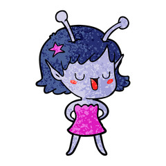 happy alien girl cartoon