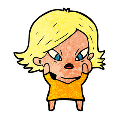 cartoon stressed woman