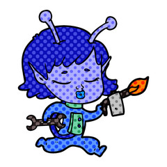 cartoon alien mechanic