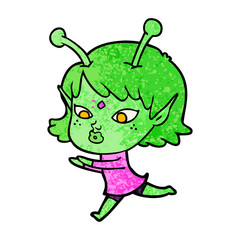 pretty cartoon alien girl
