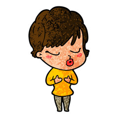 cartoon woman with eyes shut