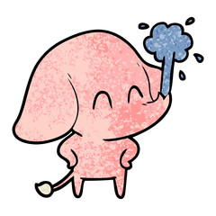 cute cartoon elephant spouting water