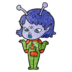 pretty cartoon alien girl