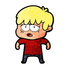 cartoon exhausted boy