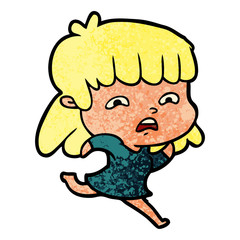 cartoon worried woman