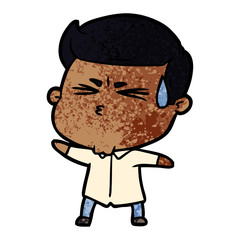 cartoon man sweating