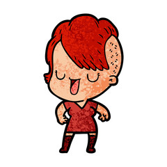 cute cartoon girl with hipster haircut