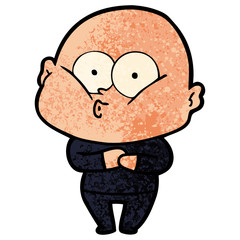 cartoon bald man staring