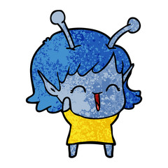 cartoon alien girl laughing
