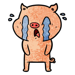 crying pig cartoon