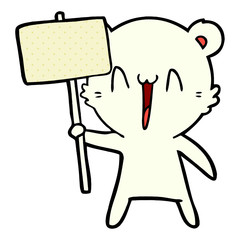 polar bear with protest sign cartoon