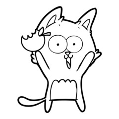 funny cartoon cat with apple
