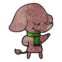 cartoon smiling elephant wearing scarf