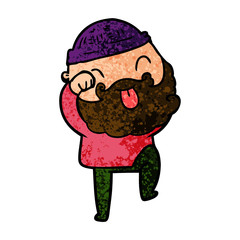 man with beard sticking out tongue