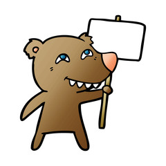 bear cartoon character with protest sign