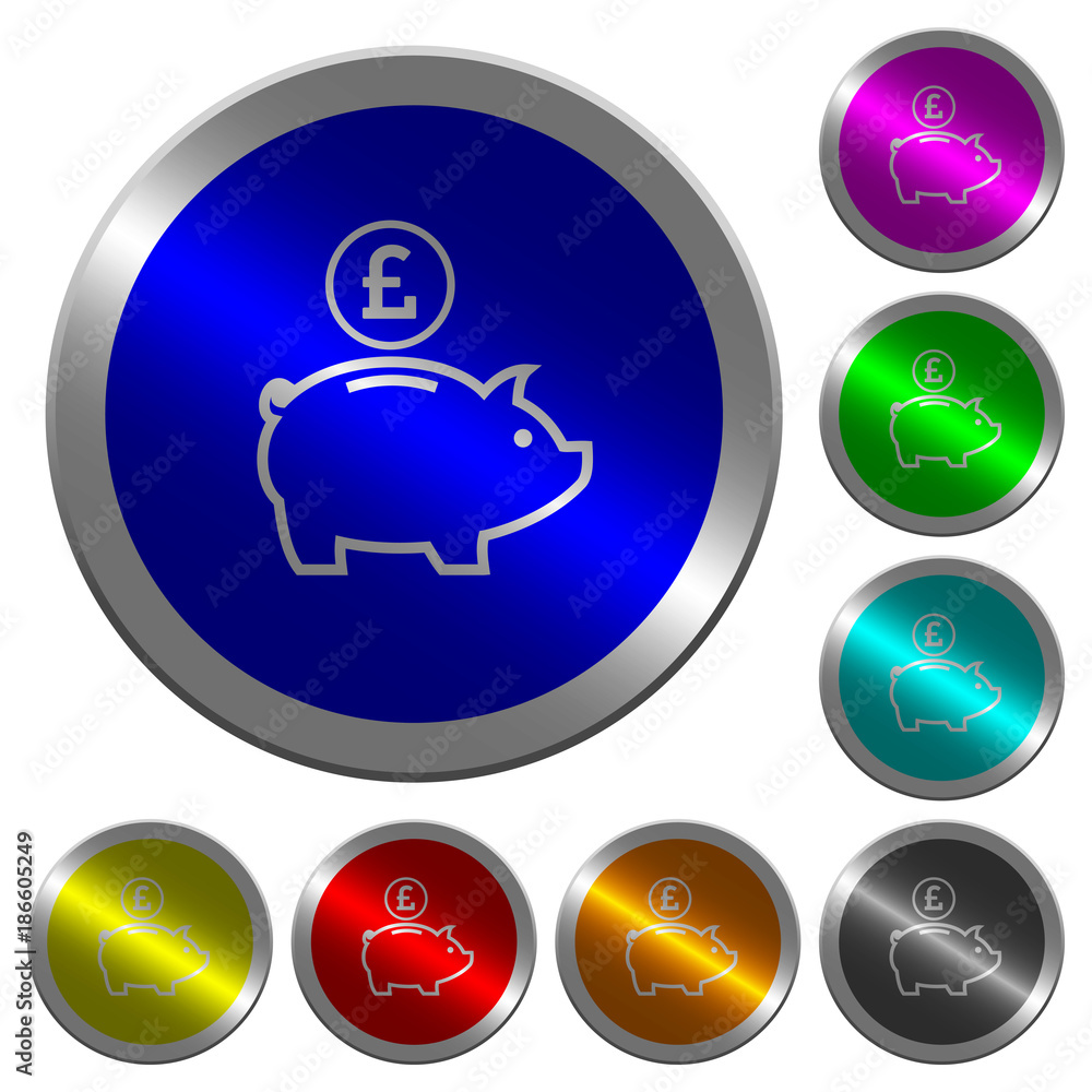 Poster pound piggy bank luminous coin-like round color buttons