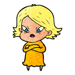 cartoon stressed woman