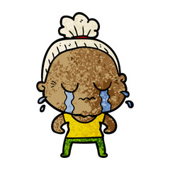 cartoon crying old lady