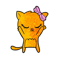 cute cartoon cat with bow