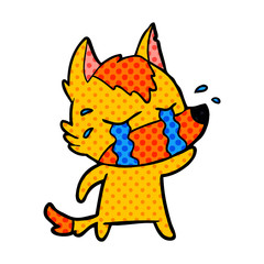 sad little fox cartoon character