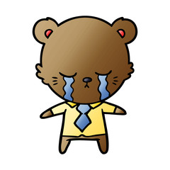 crying business bear cartoon character