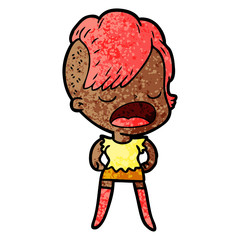 cartoon cool hipster girl talking