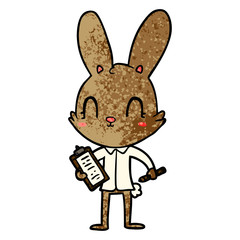 Fototapeta na wymiar cute cartoon rabbit with clipboard