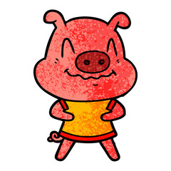 nervous cartoon pig