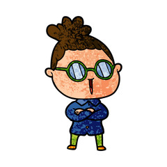 cartoon woman wearing spectacles