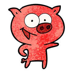 cheerful pig cartoon