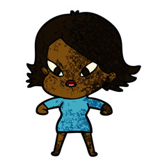 cartoon stressed woman