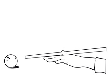 Billiards hand player with ball contour