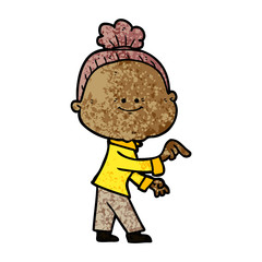 cartoon happy old woman