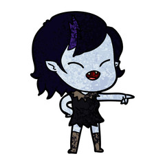 cartoon vampire girl pointing and laughing