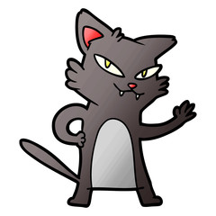 happy cartoon cat waving