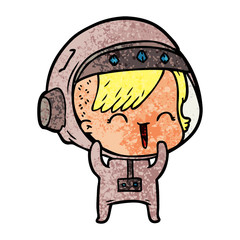 cartoon laughing astronaut girl 