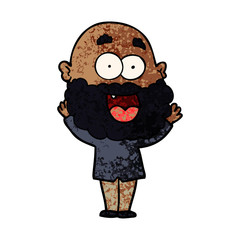 cartoon crazy happy man with beard