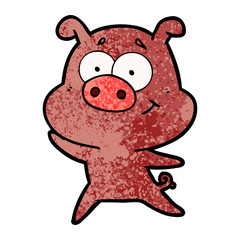 happy cartoon pig