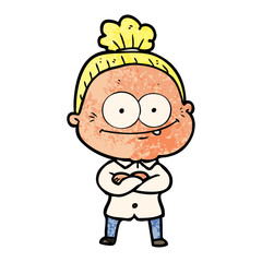 cartoon happy old woman