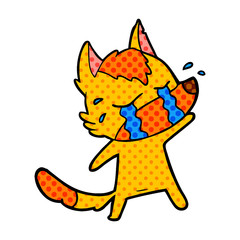sad little fox cartoon character